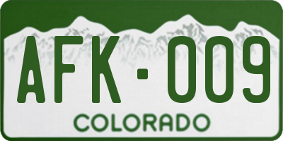 CO license plate AFK009