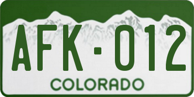 CO license plate AFK012
