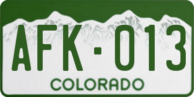CO license plate AFK013