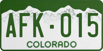 CO license plate AFK015