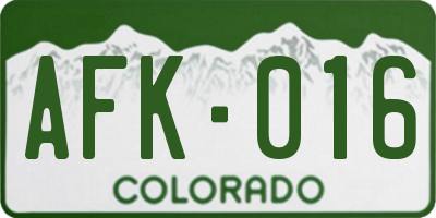 CO license plate AFK016