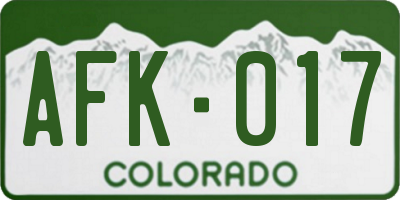 CO license plate AFK017