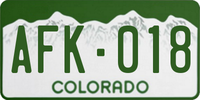 CO license plate AFK018