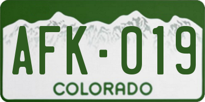 CO license plate AFK019
