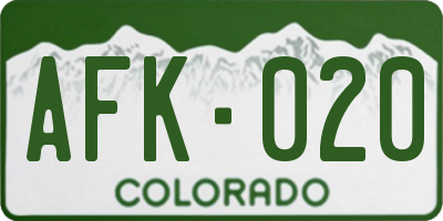CO license plate AFK020