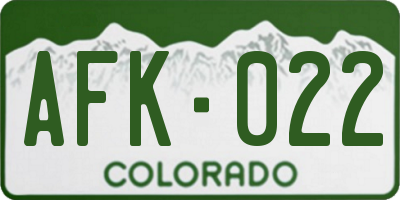 CO license plate AFK022