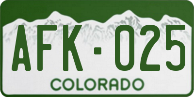 CO license plate AFK025