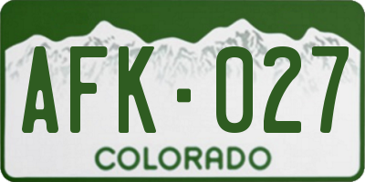 CO license plate AFK027