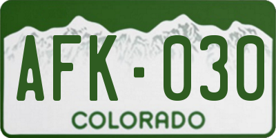 CO license plate AFK030