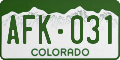 CO license plate AFK031