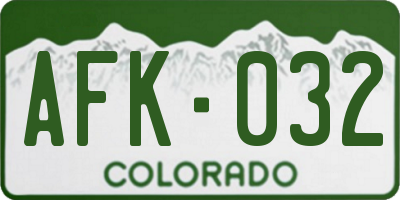 CO license plate AFK032