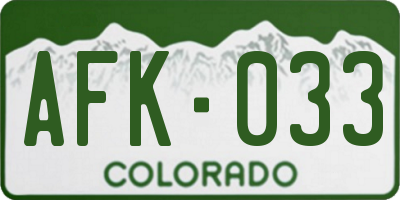 CO license plate AFK033