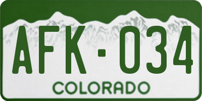 CO license plate AFK034