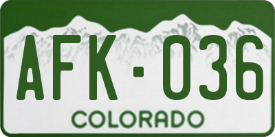 CO license plate AFK036