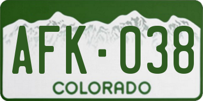 CO license plate AFK038
