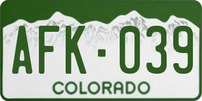 CO license plate AFK039