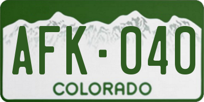 CO license plate AFK040