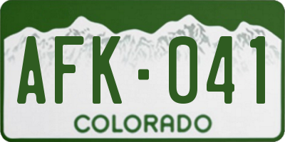CO license plate AFK041