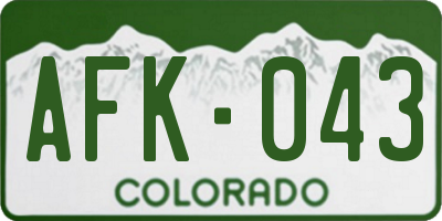 CO license plate AFK043