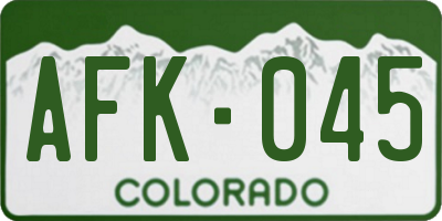 CO license plate AFK045