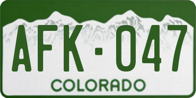 CO license plate AFK047