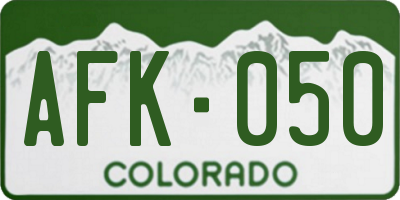 CO license plate AFK050