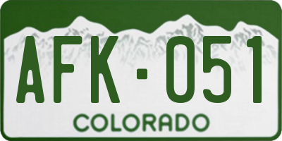 CO license plate AFK051