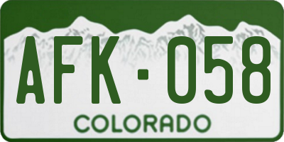 CO license plate AFK058