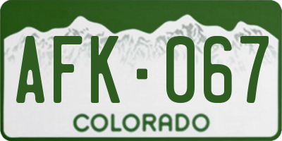 CO license plate AFK067