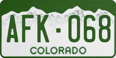 CO license plate AFK068
