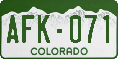 CO license plate AFK071