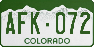 CO license plate AFK072