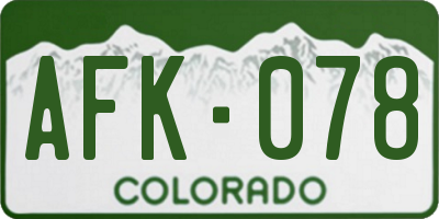 CO license plate AFK078