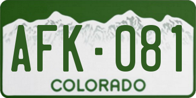 CO license plate AFK081