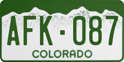 CO license plate AFK087