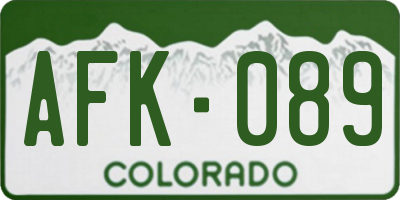 CO license plate AFK089