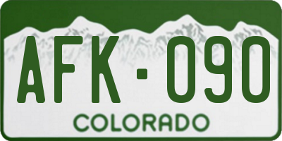 CO license plate AFK090