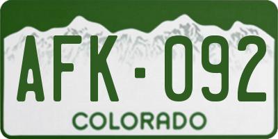 CO license plate AFK092