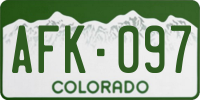CO license plate AFK097