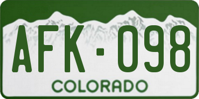 CO license plate AFK098
