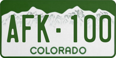CO license plate AFK100