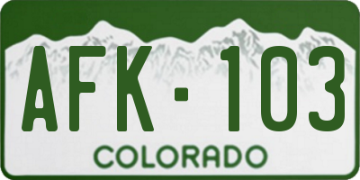 CO license plate AFK103