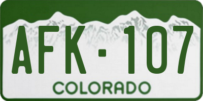 CO license plate AFK107
