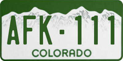 CO license plate AFK111