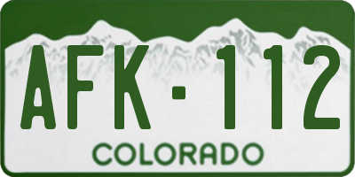CO license plate AFK112