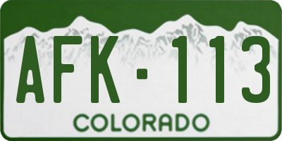 CO license plate AFK113