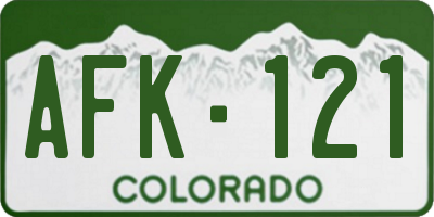 CO license plate AFK121