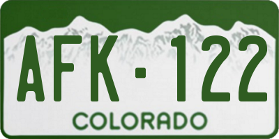 CO license plate AFK122