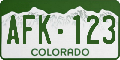 CO license plate AFK123