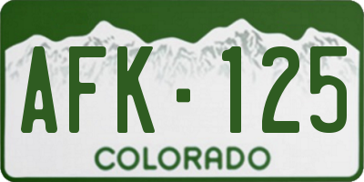 CO license plate AFK125